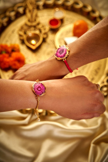 Pink Agate Bhaiya Bhabhi Rakhi
